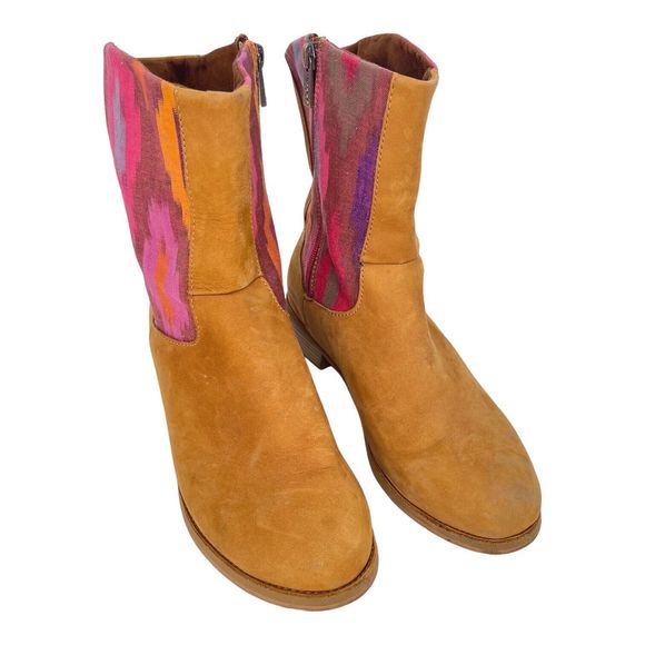 Reef Shoes - Reef Desert Bloom Mid Western Boots Low Heel Zip Tan Suede Southwest Womens 8